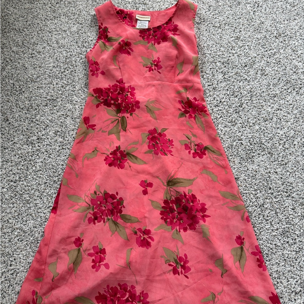 Expressions Coral and Deep Pink Floral Dress